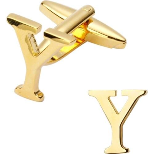 New high quality brass plated letters Y Cufflinks Mens Jewelry shirt cuff Cufflinks twins English letters