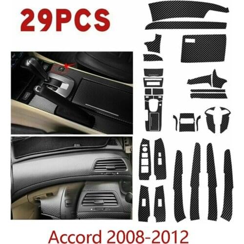 NEW-for Honda Accord 2008-2012 Carbon Fiber Style Car Interior Kit Cover Trim 29Pcs