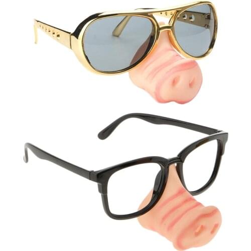 2Pack Disguise Glasses Party Favor, Fake Pig Nose Eyewear Cosplay Fancy Dress up Costume Props for Men Women