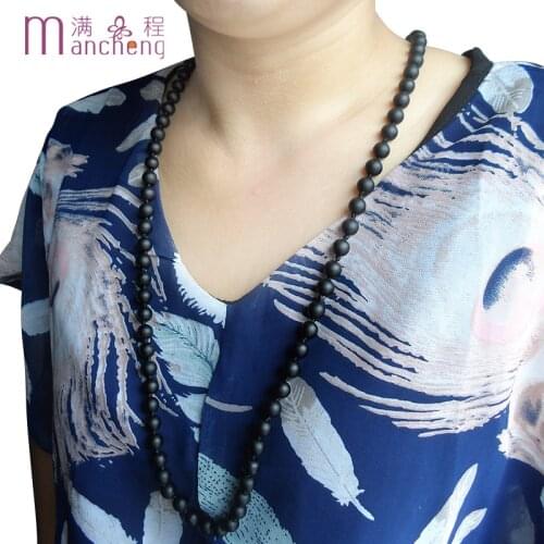 New Arrive knot men Black carnelian Matte Onyx chokers necklace,Good quality Round agates Beaded Yoja necklace for women