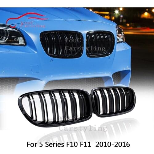 F10 2-slat Gloss Black Grill Front Kidney Grille Grills for BMW 5 Series F10 F11 M5 2010 - 2016 520i 528i 530i 535i