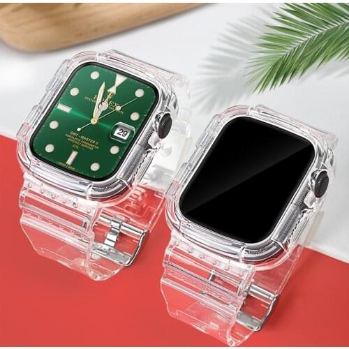 Clear Band for Apple Watch 44mm 42mm 40mm 38mm Case, Women Cute Girl Crystal Jelly Protective for iWatch 6 5 4 3 2 1