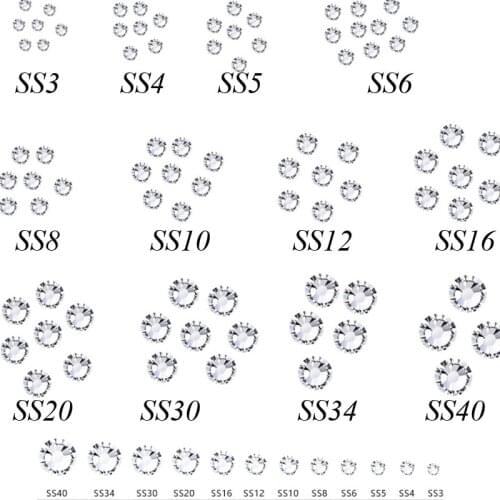 Swarovsky Nail Art Crystal Clear SS3-SS50 Flatback Diamond Gem Non HotFix Rhinestones Glue On For Nail Art Decorations