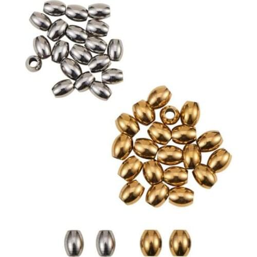 30Pcs/Lot Stainless Steel Spacer Loose Oval Bead Charms DIY For Jewelry Making Necklace Bracelets Accessories Findings