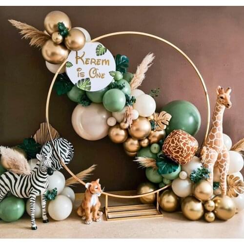 Retro Bean Green Avocado Latex Balloons Garland Jungle Safari Theme Party Baby Shower KidsMetallic Gold Birthday Party Decor