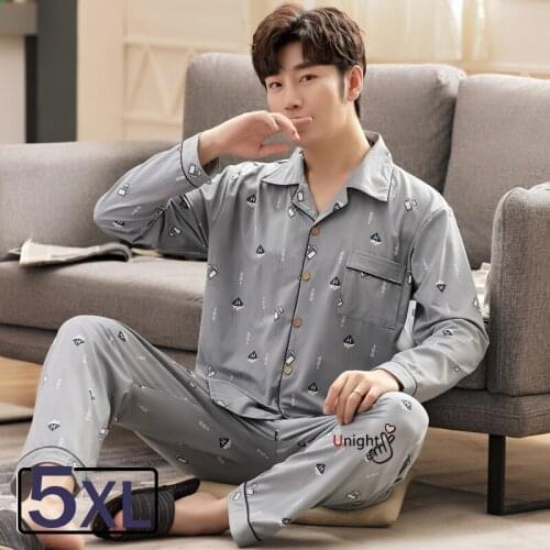 5XL Luxury Men Pajama Sets Long Plus Size Pajamas Mens Home Cloths Cardigan Suit Winter Autumn Sleepwear Winter Pajama Pijama