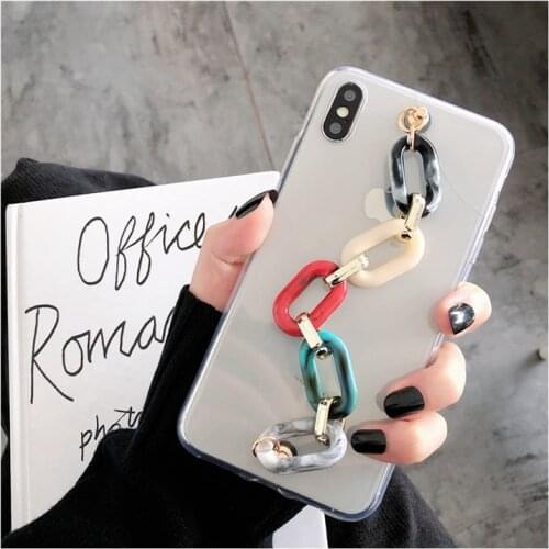 Luxury Acrylic Color bracelet soft silicon phone case for iphone 6 7 8 Plus X XS XR MAX 11 Pro for samsung Galaxy S20 S8 cover