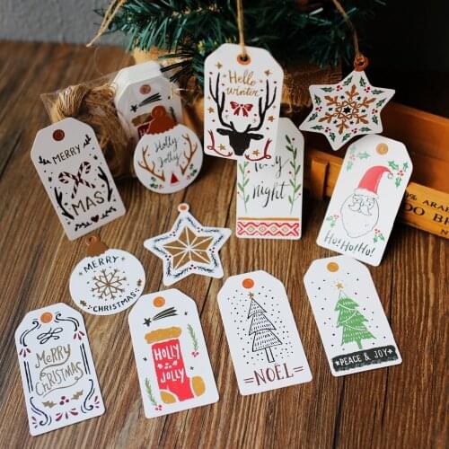 Christmas Gift Tags,Paper Gifts Tags Printing Merry Chirstmas Christmas Decor Party with Rope 50pcs/lot