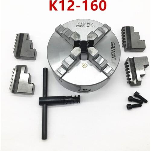 SANOU K12-160 4 Jaw 160MM 6'' Self Centering Lathe ChuckHardened Reversible Mounting Tool for Drilling Milling woodworking