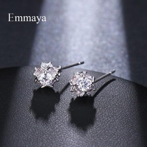 Emmaya Popular Small Irregular Earring White Crystal Solid AAA CZ Jewelry Earring For Women Girls Mignon Fine Gift Party Wedding