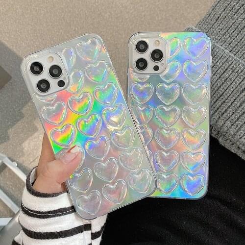 3D Candy Laser Love case cover for iphone 12 12Pro max 12 mini Phone Case for iPhone 11 Pro Max XR XS MAX 7 8 Soft Silicone case