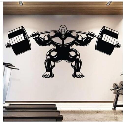 Gym Workout Find Exercise Poster Gorilla Gym Wall Decal Heavy Lifting Orangutan Fitness Motivation Muscle Barbell Vinyl Sticker