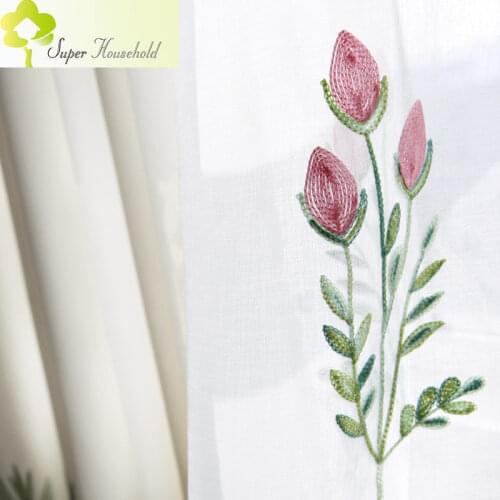 European Leaf Embroidered Curtains for Living Room Window Pastoral Fabric Curtains for Bedroom Tulle Curtain for Kitchen Drapes