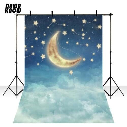 MEHOFOTO New Moon Star Vinyl Photography Background Night Sky New Fabric Flannel Backdrop For Children photo studio F2716