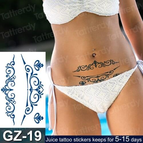 Waterproof Temporary Tattoo Sticker Flower Moon Star Tatto Flash Natural Juice Ink Hand Wrist Arm Neck Fake Tattoo For Men Women