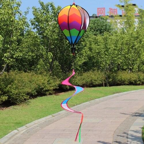 Hot Air Balloon Outdoor Decoration Rainbow Wind Turns Sequins Rotating Colorful Windmill String Garden Windmill JS22