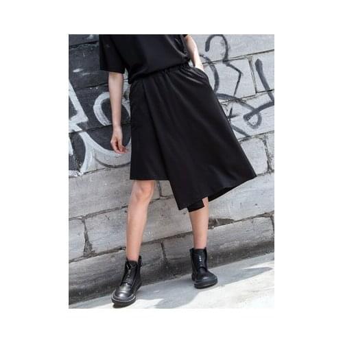 Europe and the United States 2020 Spring and summer new womens wide-legged pants elastic waist irregular show thin large-size l