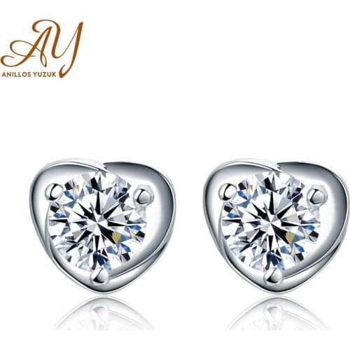 Anillos Yuzuk 100% Really Silver 925 Jewelry Classic Heart Stud Earrings Women 925 Sterling Silver Stud Earrings Fine Jewelry