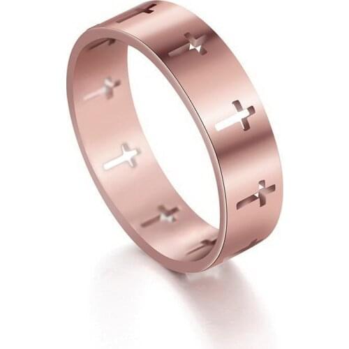 Stainless Steel Couple Rings Women Men Hollow Cross Personality Punk Finger Ring Engagement Wedding Party Jewelry Gift