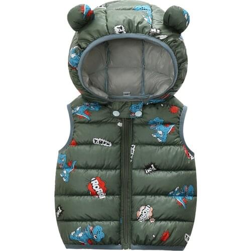 Winter Infant Boys Girls Warm Vest Coat Cute Cartoon Kids Outwear Children Sleeveless Hooded Jacket Cotton Baby Clothes 2021