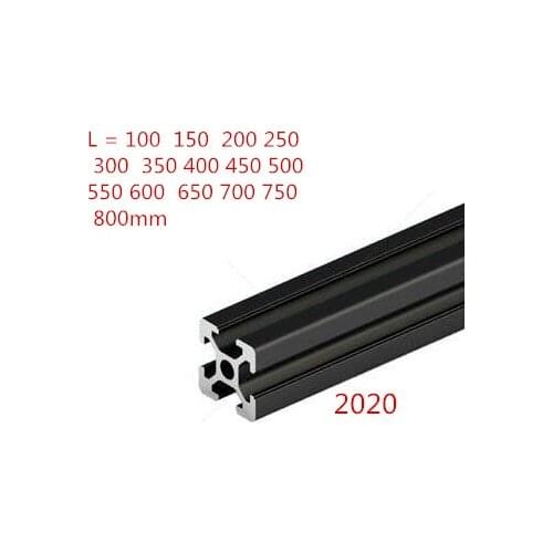 1PC BLACK 2020 European Standard Anodized Aluminum Profile Extrusion 100-800mm Length Linear Rail for CNC 3D Printer