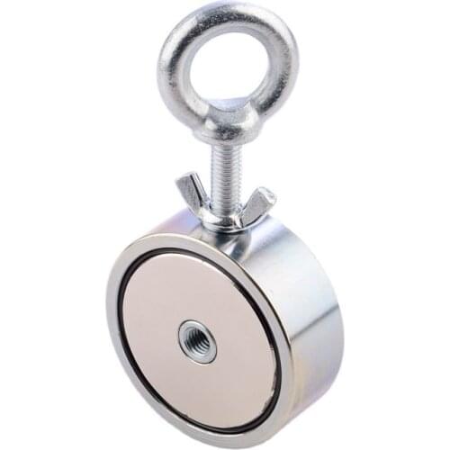 1pcs 200KG Super Strong Double Sided Magnets Magnetic Fisherm Neodymium Magnet Fishing and Retrieving Pot with a Eyebolt Imanes