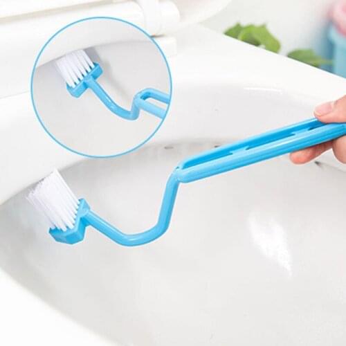 1Pc Type S Toilet Cleaning Brush Bathroom Cleaning Accessories Portable Toilet Brush Corner Brush Bending Handle Scrubber Curved