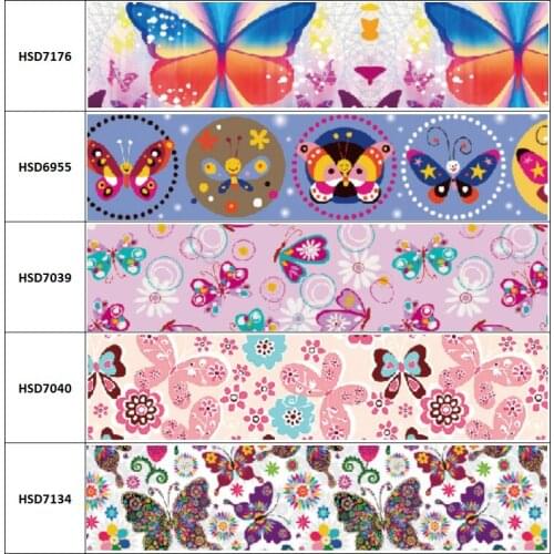 10yard New Arrival Butterfly Carton Printed Grosgrain Ribbon Accessory Hairbow Headwear Decoration DIY Wholesale OEM 38MM 75MM