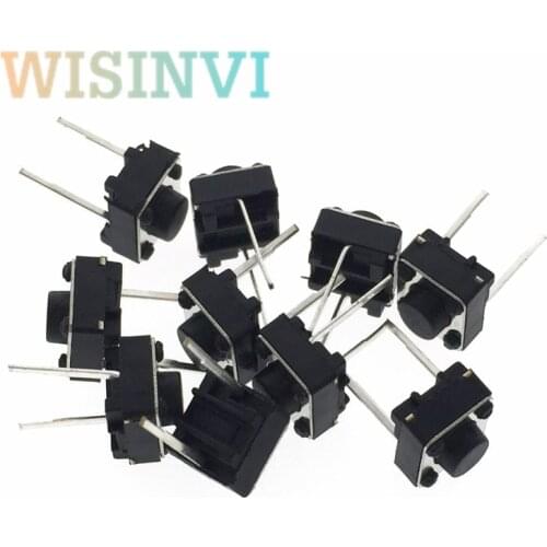 100Pcs Middle 2 pins 6X6x5mm 2PIN dip TACT push button switch Micro key power tactile switches 6x6x5 6*6*5MM Light touch
