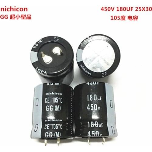 2PCS/10PCS 180uf 450v Nichicon GG 25x30mm 450V180uF Snap-in PSU Capacitor