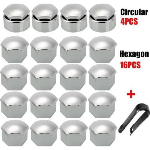 20pcs/set 17mm Wheel Nut Bolt Cover Caps Kits For Ford Peugeot Citroen Protective Bolt Caps Exterior Protecting Bolt Rims Silver