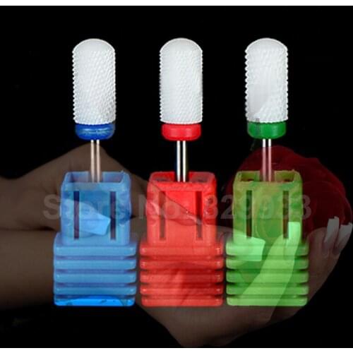 3pcs Ceramic Nail Art Salon Manicure Pedicure Machine Electric Drill White Ceramic Nail Drill Bit Smooth Top Shape Shank 3/32