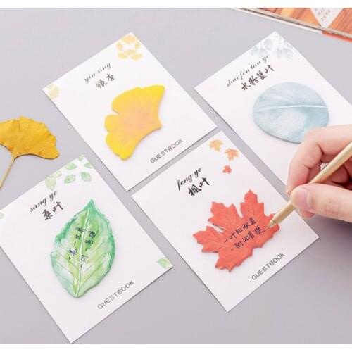 30Sheets Kawaii Memo Pad Bookmarks Creative Leaves Sticky Notes Posted It Planner Stationery School DIY Supplies Paper Stickers