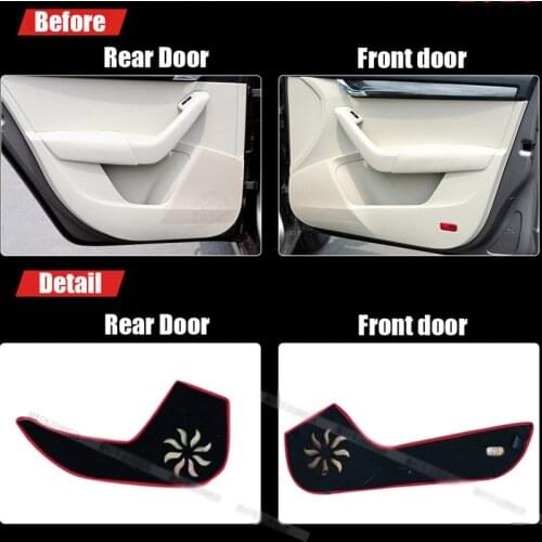 4pcs Fabric Door Protection Mats Anti-kick Decorative Pads For Skoda Octavia 2015