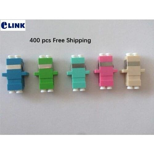 400pcs LC fiber adapter duplex blue gray green aqua Pink SM MM OM3 OM4 APC LC DX optical connector ftth coupler two part 0.2dB