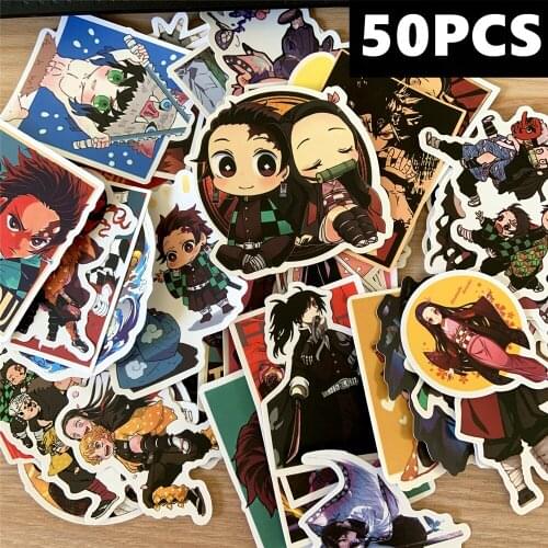 Big 50-Pack Cute Demon Slayer Trendy Stickers for Teens Kids Perfect for Tablet PC Laptop Notebook Phone Skateboard Water Bottle