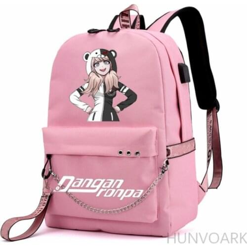 Anime Danganronpa Happy Chain Backpack For USB Charge Canvas Student Backpack For Teenagers Boys Girls School Bag