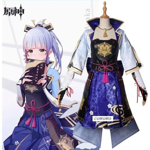 Anime! Genshin Impact Kamisato Ayaka Game Suit Lovely Elegant Uniform Cosplay Costume Halloween Party Outfit For Women 2021 NEW