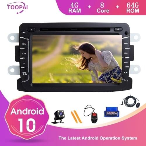 TOOPAI Android 10 For Renault Duster Dacia Logan Sandero Xray 2 GPS Navigation Multimedia Auto FM Radio Stereo 64GB 8Core Play