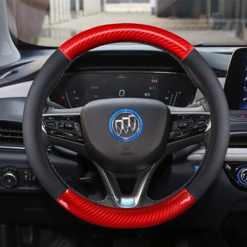 Car Carbon Fiber Leather Steering Wheel Covers Interior Accessories 38cm for Buick lacrosse Excellet Verano Regal Car Styling