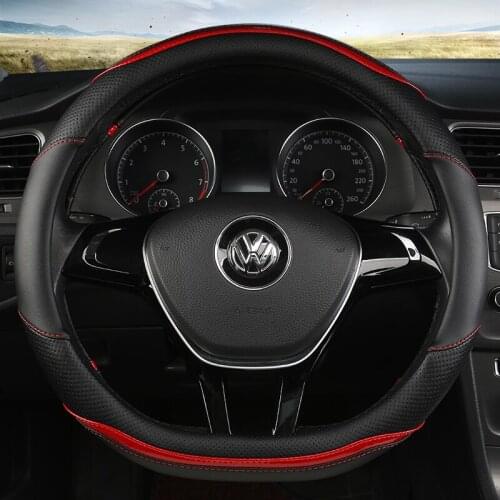 D Shape Steering Wheel Cover PU Leather for Geely Atlas Emgrand EC7 Coolray VW Golf 7 Hyundai Santa fe 2014-2020