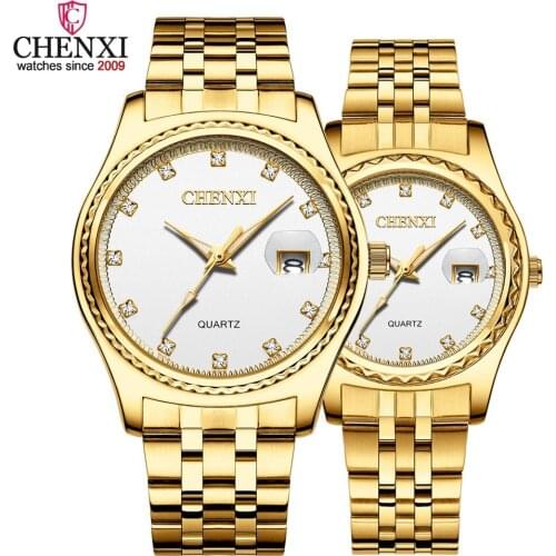 CHENXI Watch New Top Luxury Brand Men Women Quartz Wrist Watch Lovers Stainless Steel Waterproof Calendar Watches Couples Clock