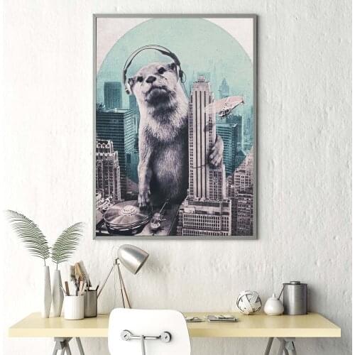 Home decoration wall art canvas painting poster embraces city poster nordic style modular pictures prints for kidsroom wall art