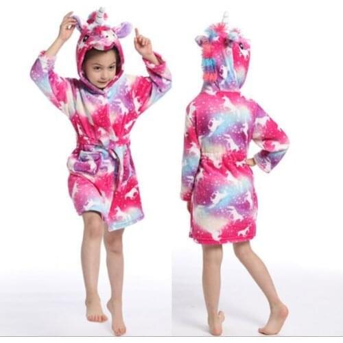 Kids Bathrobe Unicorn Baby Bath Robe Animal Bathrobes for Boys Girl Hooded Pyjamas Children Nightgown Sleepwear