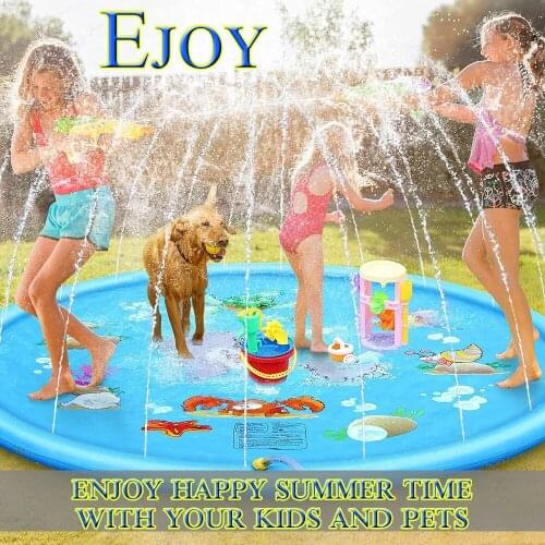 Sprinkle Splash Play Mat for Kids 68’’Water Play Sprinklers Mat Summer Water Toys Fun for Kids Toddlers Boys Girls Children
