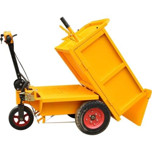 Electric Flatbed Truck Trolley Mini Dumper Electric Wheel Barrow Three Wheeled Tipper Electric Dump Cart For Construction Site