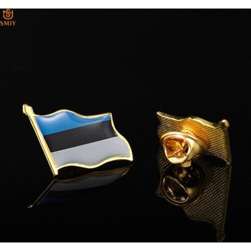 Euro Emblem Metallic Painted Badge Estonian Flag Brooch Lapel Safety Buckle Collection