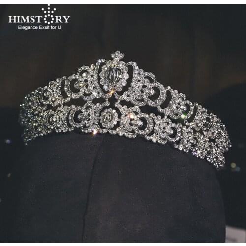 Himstory Vintage Double Layer Rhinestone Crown Bridal Headdress Princess Diadem Crystal Tiaras Wedding Hair Accessories Jewelrie