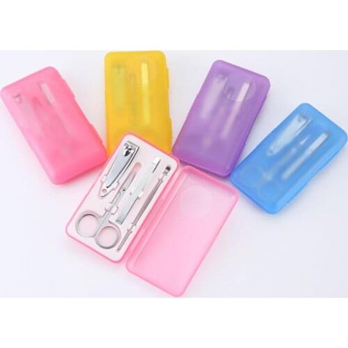Printing LOGO Nail Care Tools Manicure Sets Nail Clippers Nail Scissors Tweezer Manicure Pedicure Set Travel Grooming Kit 4pcs