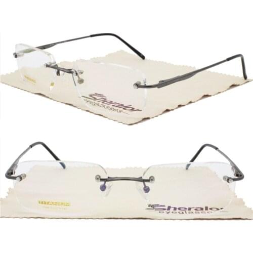 Classic 1006 pure titanium remless builti-in flexi spring hinge IP vacuum color coated rectangle men simple precription glasses